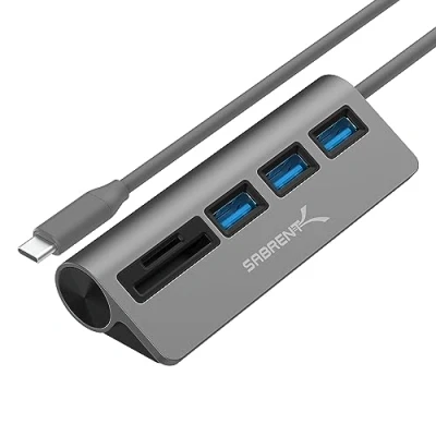 Immagine di SABRENT Hub USB C [5 in 1]: Lettore Schede SD, MicroSD 3 3.2 Gen 1 Compatibile con MacBook, Mac Pro/Mini, iMac, XPS, Surface Pro, Windows, Thunderbolt (HB U3CR)
