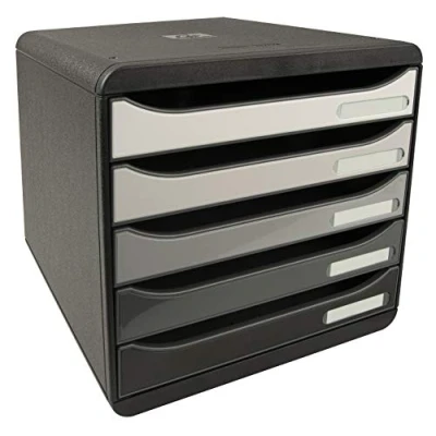 Immagine di Exacompta Cod.3087213D Big Box Plus Horizon Cassettiera in orizzontale 5 cassetti per documenti A4+ Dim. (PxLxA): 270x355x271 mm nero, bianco glossy