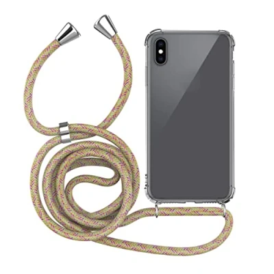 Immagine di MyGadget Cover per iPhone XS Max Custodia con Corda Case Cordino Trasparente Antiurto Laccio Tracolla Practical Stylish Arcobaleno