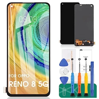 Immagine di Per Oppo Reno8 5G Sostituzione dello schermo Reno 8 Display LCD Touch Screen Digitalizzatore CPH2359 Kit di riparazione (nero, senza riconoscimento delle impronte digitali)