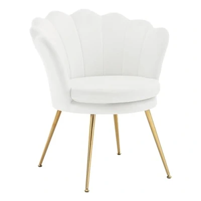 Immagine di WOLTU Poltrona Relax a Forma di Petalo, Reclinabile per Camera da Letto, Salotto con Gambe in Metallo, Portata 150 kg, Bianco, SKS49ws
