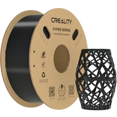 Immagine di Creality Hyper PETG PLA Filamente 1.75mm Nero per Stampante 3D Progettato l&#039;alta Velocità 30 600mm/s, 1kg(2.2lbs)/Spool, Precisione Dimensionale ± 0.03 mm