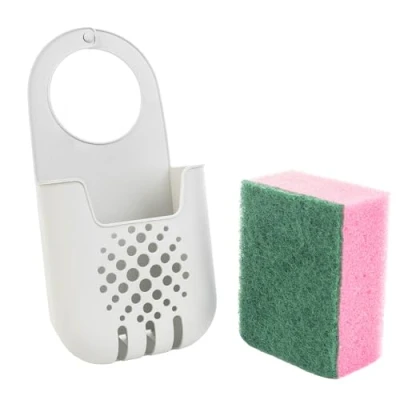 Immagine di KADAX Supporto per spugna, scolapiatti cestino sospeso riporre le spugne, scaffale rubinetto, organizer cucina (bianco)