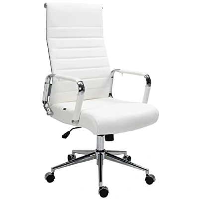 Immagine di CLP Sedia Da Ufficio Kolumbus In Vera Pelle I Poltrona Schienale Ergonomico Seduta Con Braccioli Girevole E Regolabile, Colore:bianco