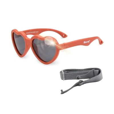 Immagine di Maesy Occhiali da sole per Bambini Maes 0 2 anni Flessibili Cinturino elastico regolabile Protezione polarizzata UV400 e bambine Cuore (Terracotta)