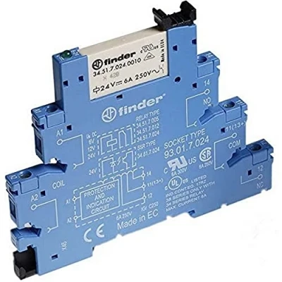 Immagine di Finder 38.51.7.024.0050 Modulo relè Tensione nom.: 24 V/DC Corrente di commut. max.: 6 A 1 scambio pz.