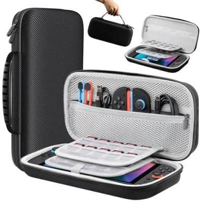 Immagine di Lmcpa Borsa per Console Nintendo Switch 2 2025, da Viaggio con 20 Cartucce di Gioco, Custodia Rigida Portatile Protettiva 2025 e Accessori, Nero
