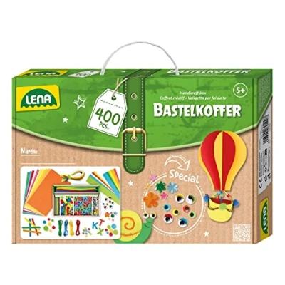 Immagine di Lena 42713 Cassetta fai da te, materiale per il carta espansa, detergente pipe, occhi oscillanti, pompon, steli di ghiaccio, bottoni e molto altro ancora, bambini dai 5 anni in