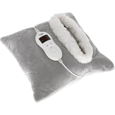 Immagine di ADLER AD 7412 cuscino termico per cervicali, collo, schiena, lombare, 8 livelli di temperatura, timer, elettrico calore, federa lavabile, grigio, 80 W
