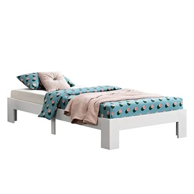Immagine di [en.casa] Struttura Letto in Legno di Pino 100 x 200 cm con Rete a Doghe Singolo Design Minimal Bianco