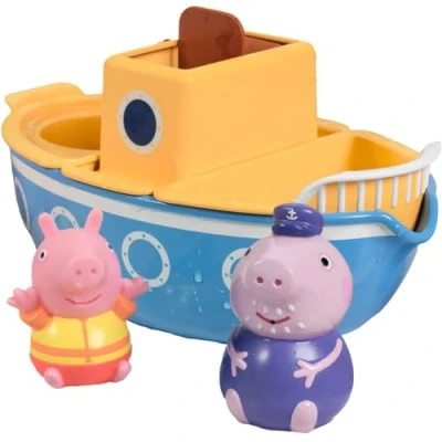 Immagine di Toomies Tomy Barca da bagno del nonno, Pig giocattolo bagno, vera flotta, con smerigliatrice e annaffiatoio, include 2 figure; consigliato a partire dai 18 mesi, Bizak