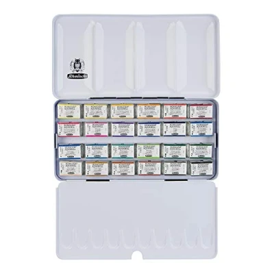 Immagine di Schmincke HORADAM® AQUARELL Premium scatola in metallo con 24 acquarelli sopraffini, 74324097, set di pittura, x 1/1 godet interi