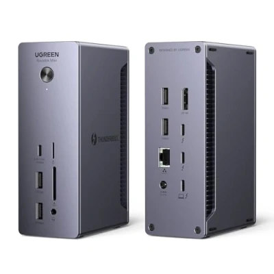 Immagine di UGREEN Revodok Max 213 Docking Station Thunderbolt 4 13 In 1 Hub USB C Displayport 4K60Hz 8K30Hz Ethernet 2.5 Gigabit Adattatore 3.2 10Gbps Lettore Schede SD TF 3.5mm Alimentazione DC 180W