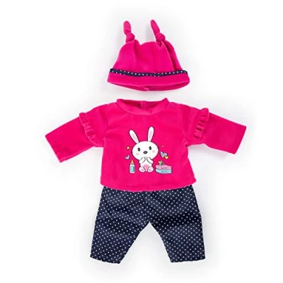 Immagine di Bayer Design bambole 40 46cm, pantaloni, top e cappello, set, vestito con conigli, Colore rosa, blu, punteggiato, 84679AA