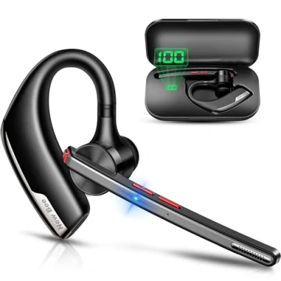 Immagine di New bee Auricolare Bluetooth Singolo V5.2 con CVC8.0 e ENC Doppio Microfono Custodia di LED Ricarica per Ufficio, Lavoro, Guida