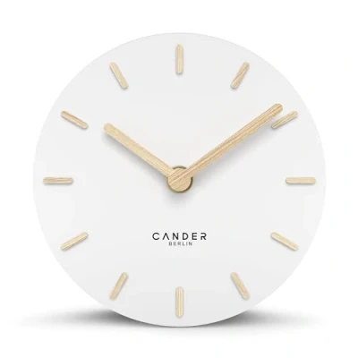Immagine di Cander Berlin MNU 2515 F Orologio da tavolo silenzioso, senza ticchettio, 15 cm, analogico, funzionamento a batteria, colore: Bianco MDF