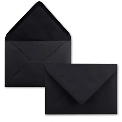Immagine di Gustav Neuser Mini buste per lettere colorate, 5,2 x 7,6 cm, con lembo umido, saluti, biglietti d&#039;auguri, ciondoli e regali in denaro 25 Umschläge 39 nero.