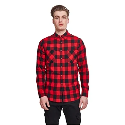 Immagine di Urban Classics Checked Camicia, Uomo, Taglia: 4XL, Black/red