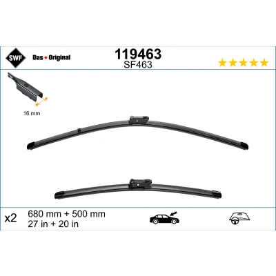 Immagine di Spazzola tergi Swf Visioflex 119463 anteriore Senza telaio AUDI: Q7