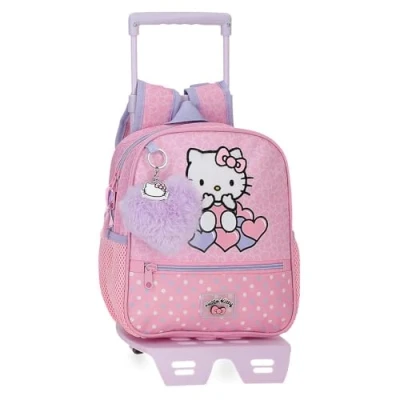 Immagine di Hello Kitty Hearts &amp; Dots, Zaino scolastico, per bambini Rosa, realizzato in poliestere, scomparto principale con tasca interna, spalline larghe, ergonomiche e imbottite, 25