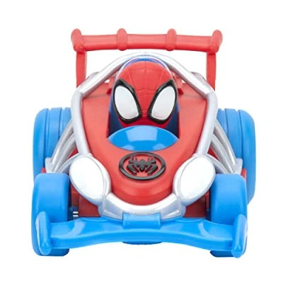 Immagine di Spidey and his Amazing Friends Webbed Wheelie Pull Back Vehicle Caratteristiche Built Super Hero Giocattoli con i Tuoi amichevoli Spidey, Colore Rosso e Blu, SNF0015