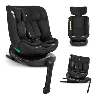 Immagine di KikkaBoo Seggiolino auto i Size SECURE, 40 150 cm, Gruppo 0 1 2 3 ISOFIX, da a 12 anni, 36 kg, Rotante 360o, posizioni poggiatesta, Nero
