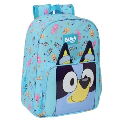 Immagine di BLUEY Zaino Scuola Animato, per Bambini, Adattabile Auto, Ideale Scolari, Comodo e Versatile, Qualità Resistenza, 26 x 11 34 cm, Azzurro, Cielo, Estánds, Casual,