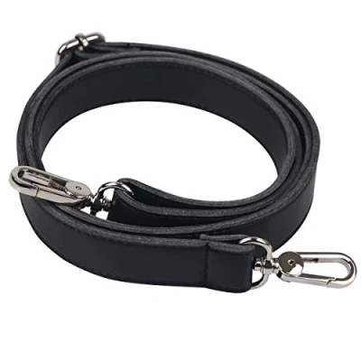 Immagine di tracolla in pelle BOMKEE 61 pollici Sostituzione universale regolabile con ganci girevoli metallo per a borsa Messenger portafoglio (nero)