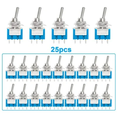 Immagine di QitinDasen 25Pcs Premium Mini Interruttori a levetta in Metallo, 3 Pin 2 Posizione ON/ON SPDT Interruttore levetta, MTS 102 6A / 125VAC
