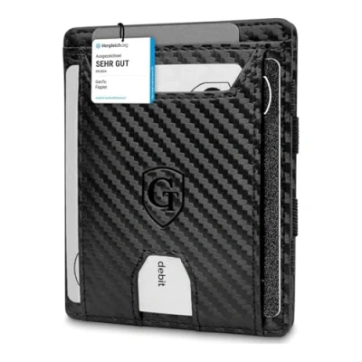 Immagine di GenTo® FLAPLET II Portafoglio con e senza tasca portamonete Protezione RFID NFC testata Magic Wallet magico Incluso confezione regalo Smart Uomini donne