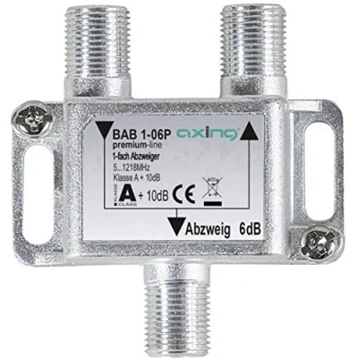 Immagine di Axing Bab 1 06P Splitter A Vie 6DB TV via cavo CATV Multi Media DVB T2 classe +, DB, 5 1218 MHz metallo