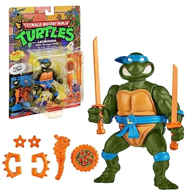 Immagine di Tartarughe Ninja, statuetta snodata 10 cm, collezione Classica, Leonardo, giocattolo per bambini dai 4 anni, T0001A