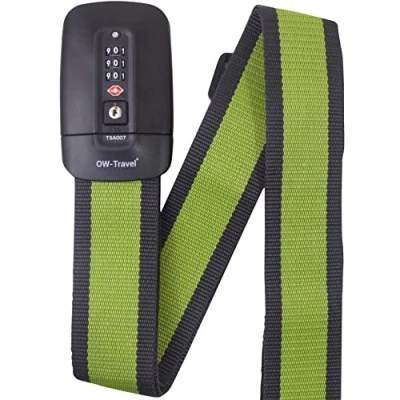 Immagine di OW Travel Cinghia TSA per Valigia (1 Pezzo Grigio/Verde) Cintura Codice Personalizzata Identificare la Valigia. Cinghie TSA. Strap lock valigie con combinazione bagagli.