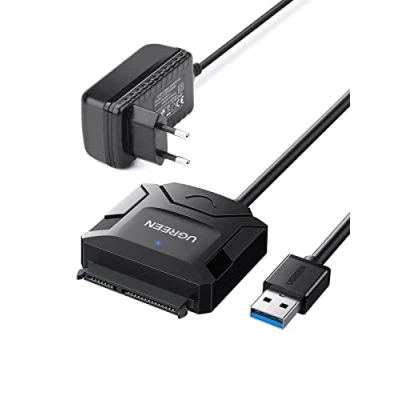 Immagine di UGREEN Adattatore SATA 3,5&quot; 2,5&quot; 20TB, Cavo USB 3.0, Convertitore A 5Gbps UASP Trim con Alimentatore DC 12V, Compatibile WD Toshiba Seagate Hitachi PS4