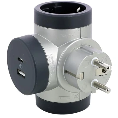 Immagine di REGLETA ROTATIVA LEGRAND 694524 2 TOMAS DE CORRIENTE 1 USB A TIPO C ALUMINIO