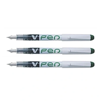 Immagine di Pilot Set di 3 penne stilografiche monouso V Pen cancellabili, colore: verde