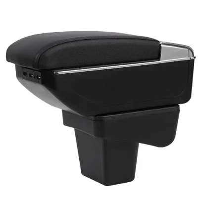 Immagine di Per VITARA 2006 2019 Scatola braccioli Console di stoccaggio con portabicchieri (Doppio strato USB tutto nero)