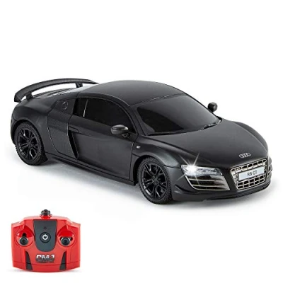 Immagine di CMJ RC Cars AUDI R8 GT, auto telecomandata con licenza ufficiale luci di lavoro, radiocomandata per ragazzi e ragazze Giocattoli scala 1:24, 2,4 Ghz Gareggia più 10 insieme (nero)
