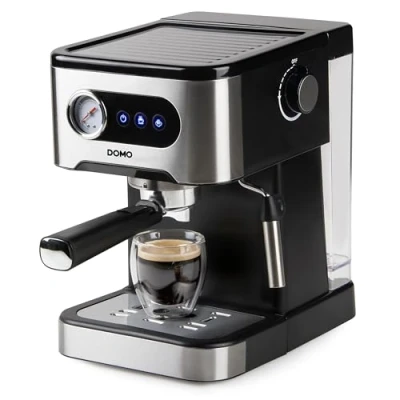 Immagine di DOMO ESPRESSOMASCHINE MIT MANOMETER Macchina Espresso Nero/acciaio inox 1350 W