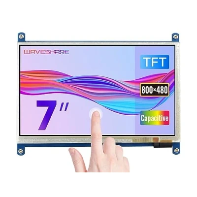 Immagine di Waveshare Schermo tattile capacitivo LCD HDMI 800 x 480 per Raspberry Pi 3 Model B/Raspberry B+/Raspberry 4/BB Black/PC/Various Systems