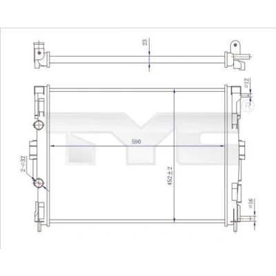 Immagine di TYC Radiatore motore 590mm 452mm 23mm Cambio manuale Alette di raffreddamento montate meccanicamente RENAULT: MEGANE 2, 2 Stufenheck, SCENIC