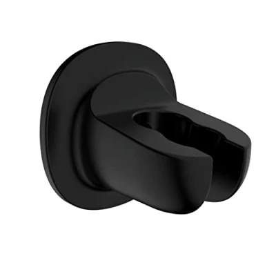 Immagine di WENKO supporto per soffione Libertà, a parete doccette mano da fissare senza fori con speciale pad adesivo, in plastica stabile (ABS), rimovibile residui, Ø 7 cm, nero