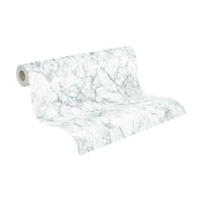 Immagine di A.S. Création Carta da parati Marmo Elements tessuto non 10.05 m x 0.53 Bianco Grigio Prodotto in Germania 361572 36157 2