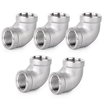 Immagine di ERGAOBOY 5 pezzi 304 connettori a gomito in acciaio inossidabile da 90 gradi, raccordi per tubi BSP femmina 3/4 &quot;x 3/4&quot;