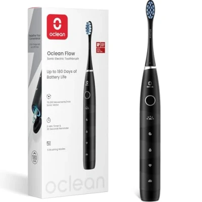 Immagine di Oclean Spazzolino elettrico sonico Flow, Ricarica ogni 180 giorni, 5 Modalità, Impermeabile IPX7, Timer da 2 minuti, Nero