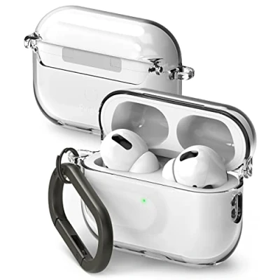 Immagine di Ringke Hinge Compatibile con Cover AirPods Pro 2, Custodia Cerniera PC Trasparente Sottile Rigida Antiurto Moschettone Portachiavi per 2a Generazione Clear
