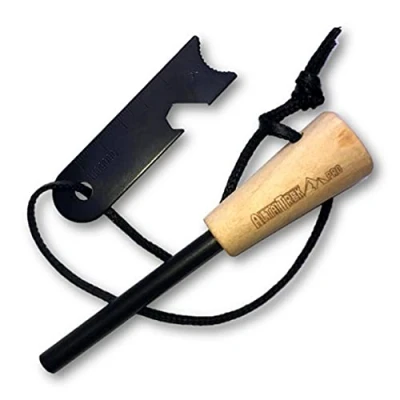 Immagine di ALTAITREK PRO® Acciarino da Sopravvivenza con Asta in magnesio 7 cm Manico Legno Artigianale e Raschietto Multiuso Pietra focaia Fiammiferi Campeggio Perfetto per Kit Survival