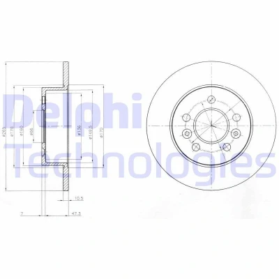 Immagine di DELPHI BG3552 Disco freno 265 10 5 pieno Oleato non trattato senza cuscinetto ruota, anello sensore ABS RENAULT: ESPACE 3, Avantime, 2