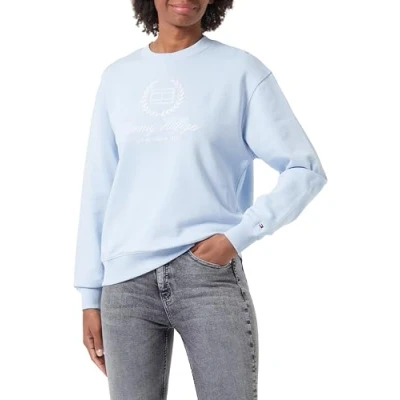 Immagine di Tommy Hilfiger FLAG Script Felpa, Donna, Taglia: Small, Breezy blue