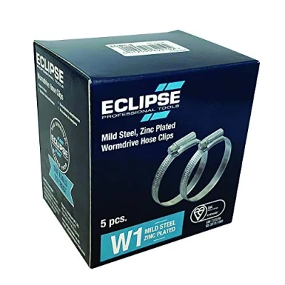 Immagine di Eclipse Professional Tools ECW1 3X W1 Scatola da 5 fascette stringitubo in acciaio zincato con vite senza fine 60 80 mm (2 ⅜&quot; 3 ⅛&quot;)